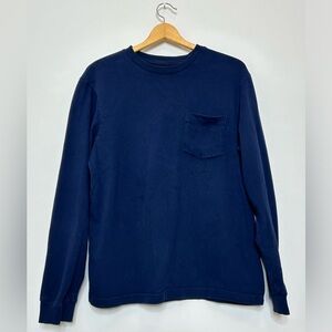Navy Crew Neck Long Sleeve Pocket Tee (Gap)